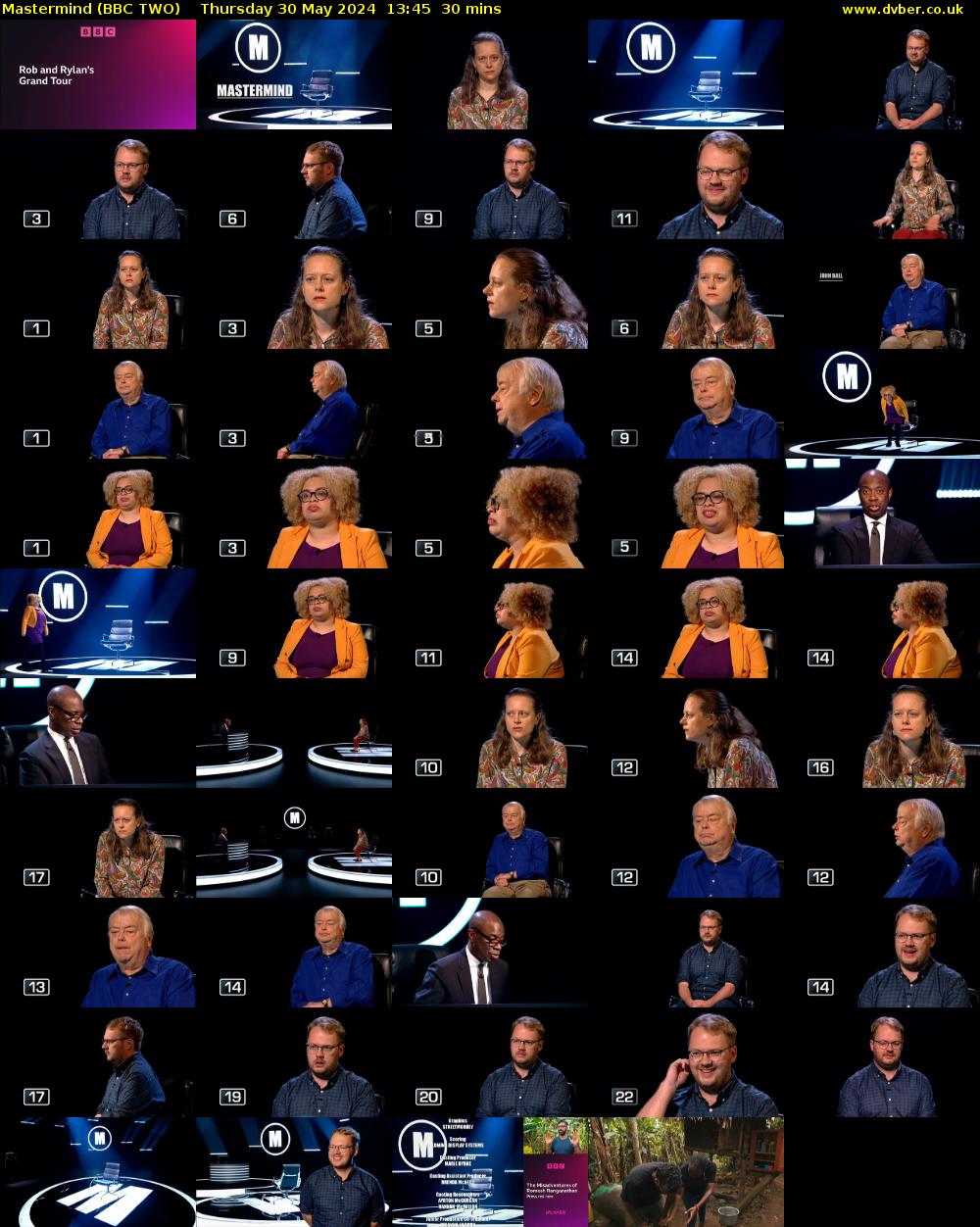 Mastermind (BBC TWO) Thursday 30 May 2024 13:45 - 14:15