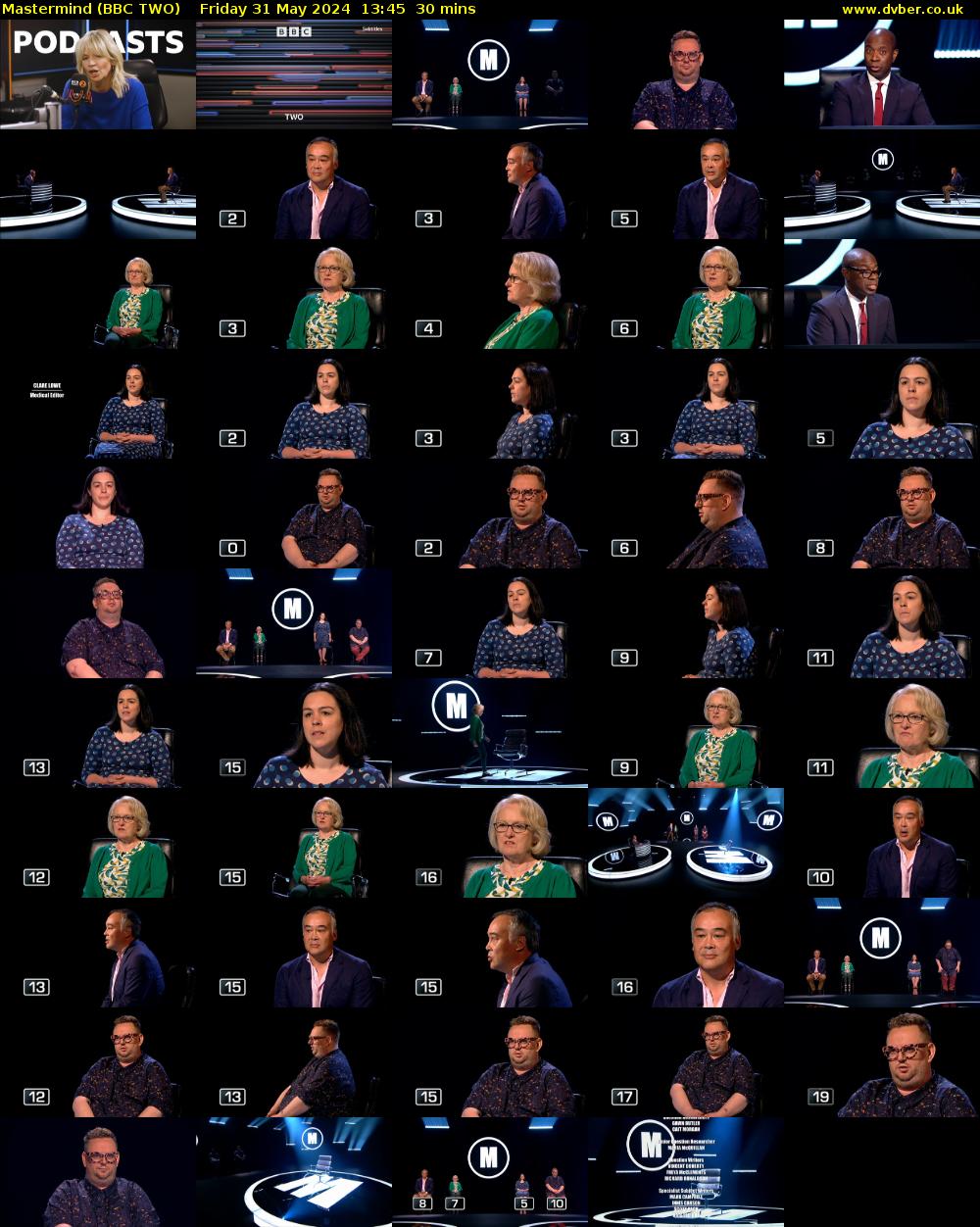 Mastermind (BBC TWO) Friday 31 May 2024 13:45 - 14:15