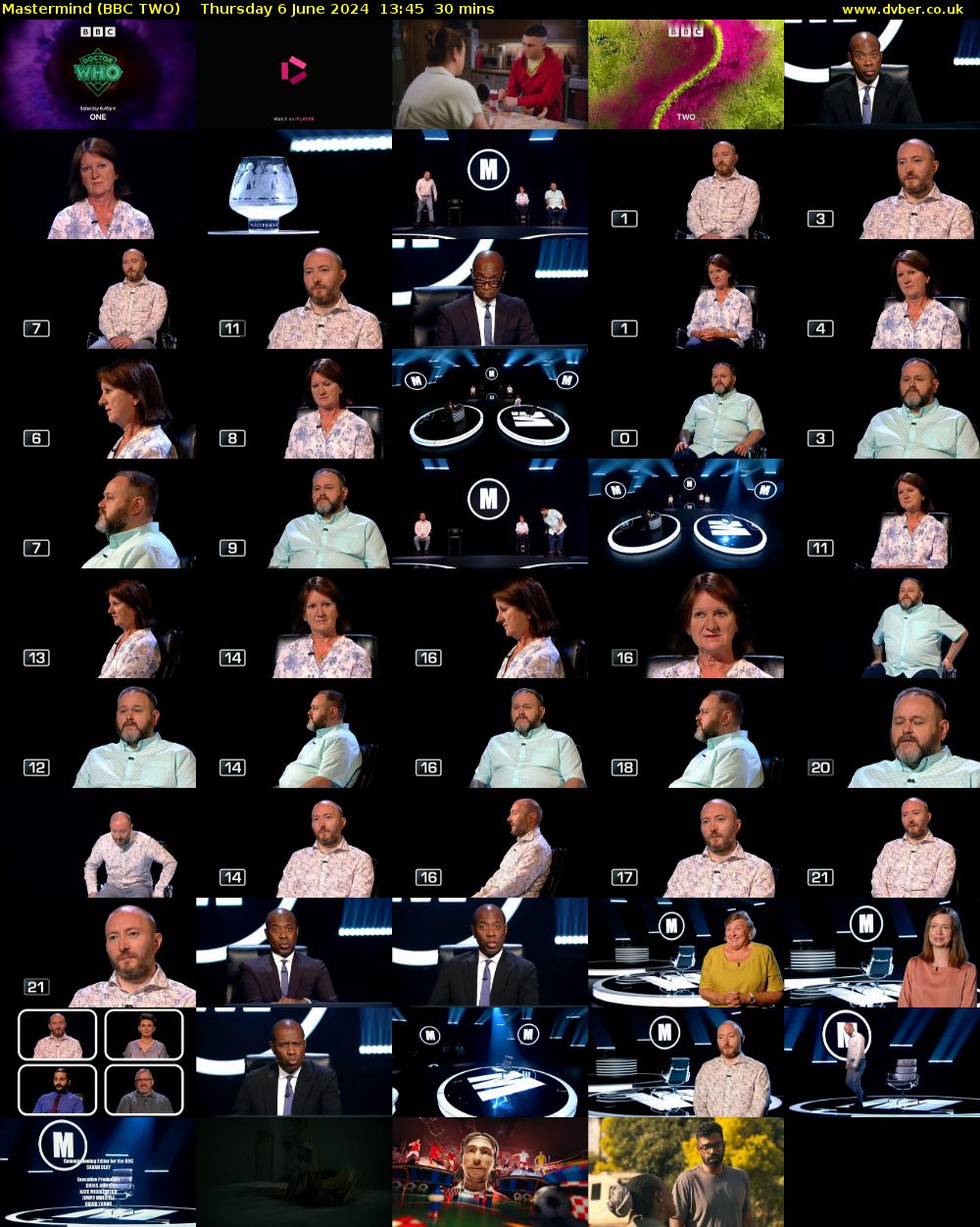 Mastermind (BBC TWO) Thursday 6 June 2024 13:45 - 14:15