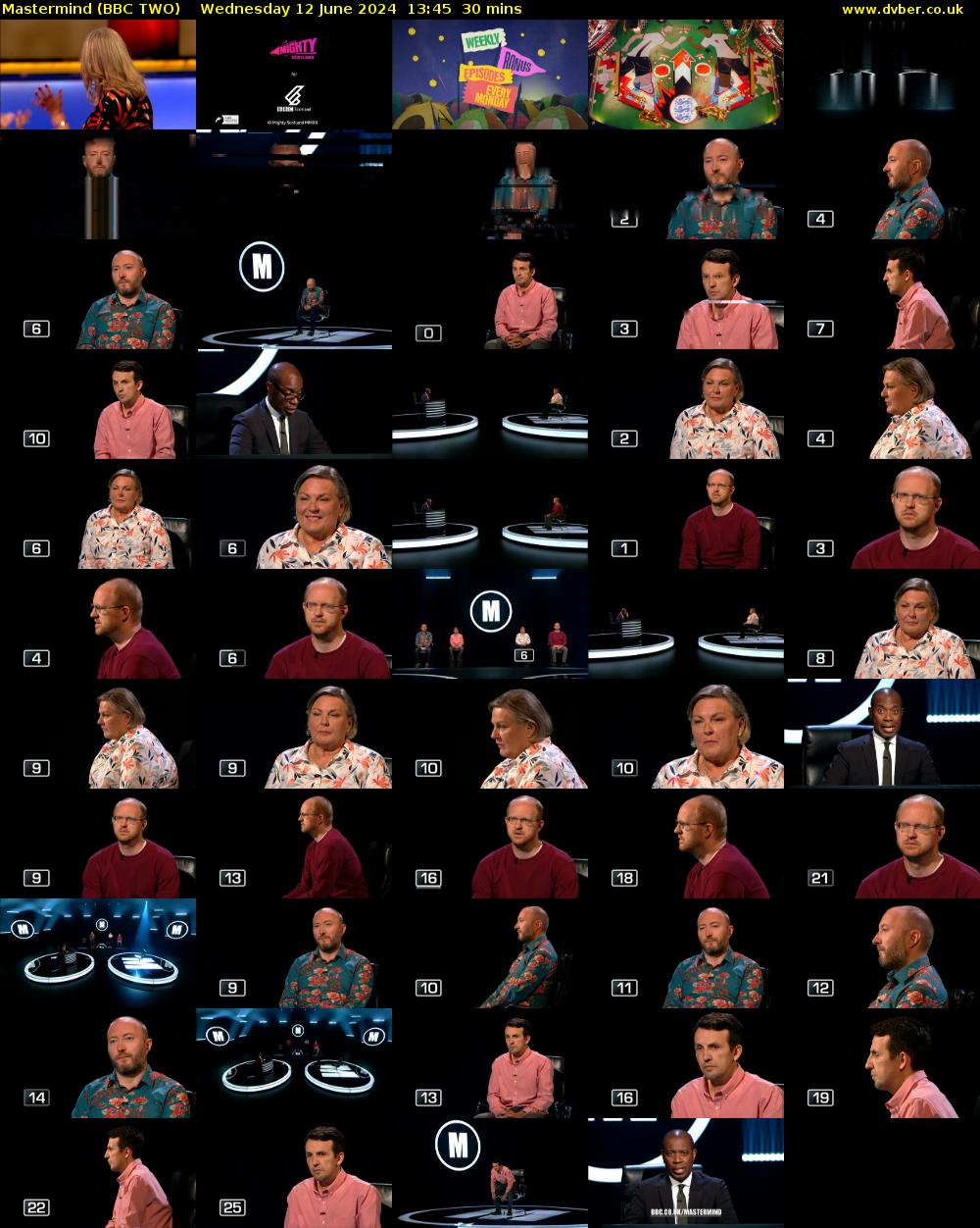 Mastermind (BBC TWO) Wednesday 12 June 2024 13:45 - 14:15