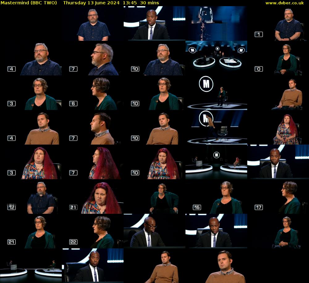 Mastermind (BBC TWO) Thursday 13 June 2024 13:45 - 14:15