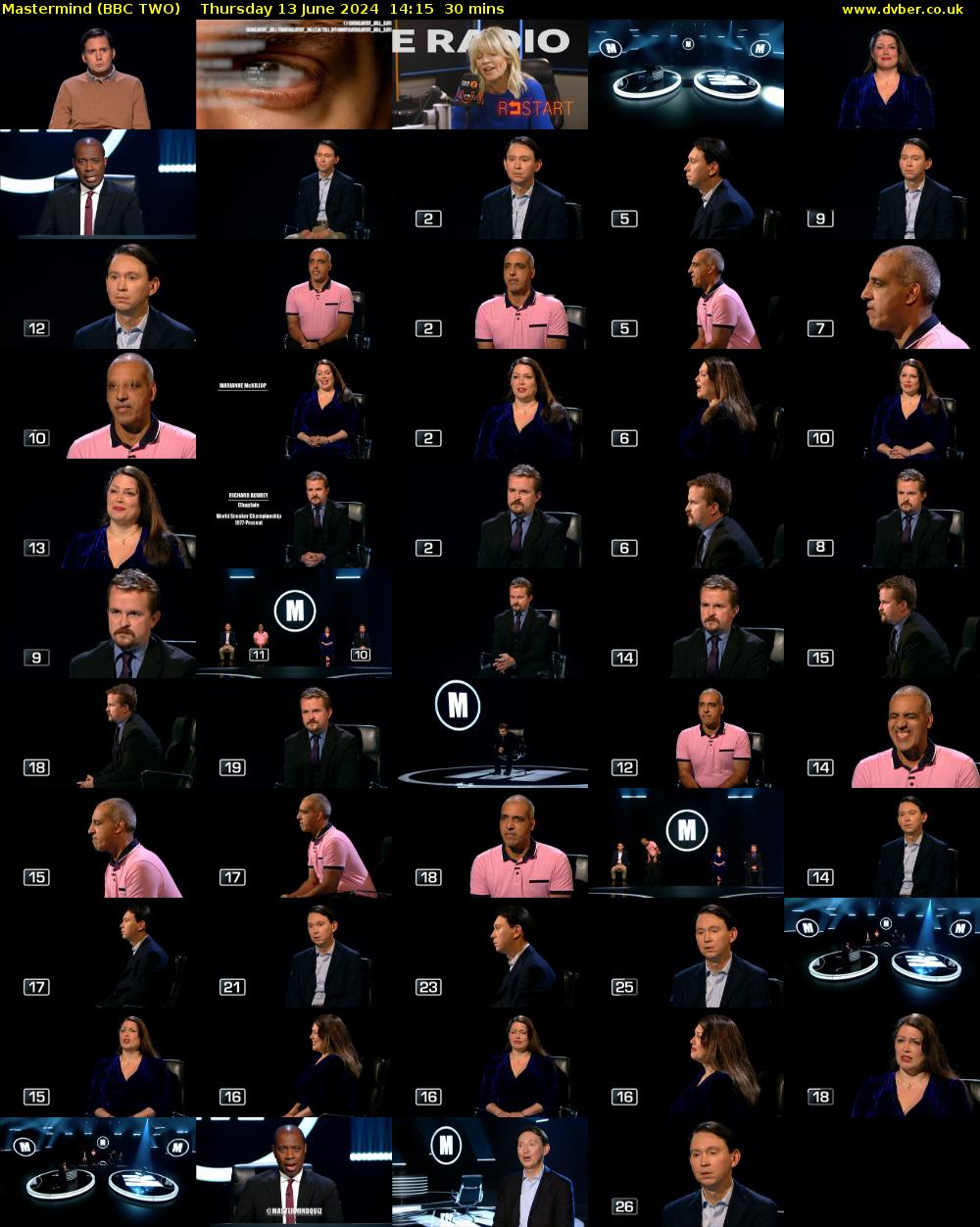 Mastermind (BBC TWO) Thursday 13 June 2024 14:15 - 14:45