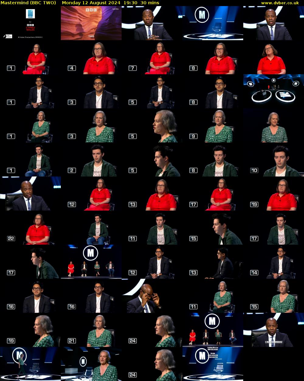 Mastermind (BBC TWO) Monday 12 August 2024 19:30 - 20:00