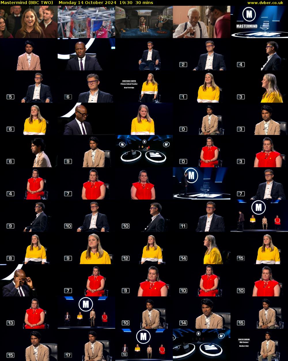 Mastermind (BBC TWO) Monday 14 October 2024 19:30 - 20:00