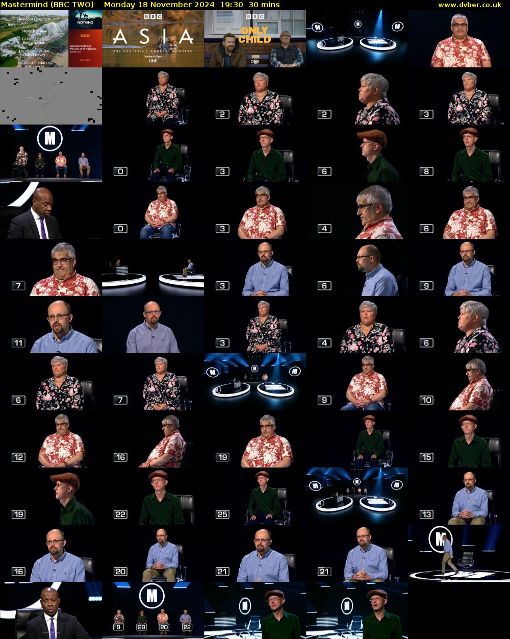 Mastermind (BBC TWO) Monday 18 November 2024 19:30 - 20:00