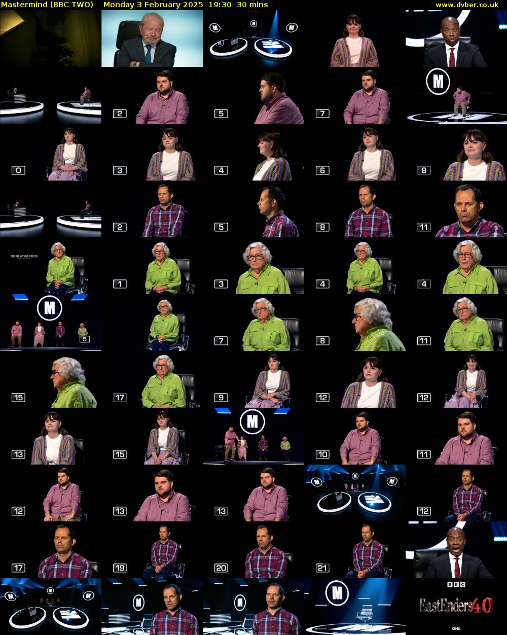 Mastermind (BBC TWO) Monday 3 February 2025 19:30 - 20:00