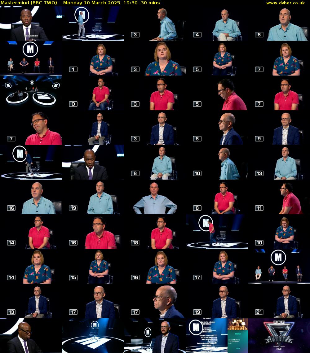 Mastermind (BBC TWO) Monday 10 March 2025 19:30 - 20:00
