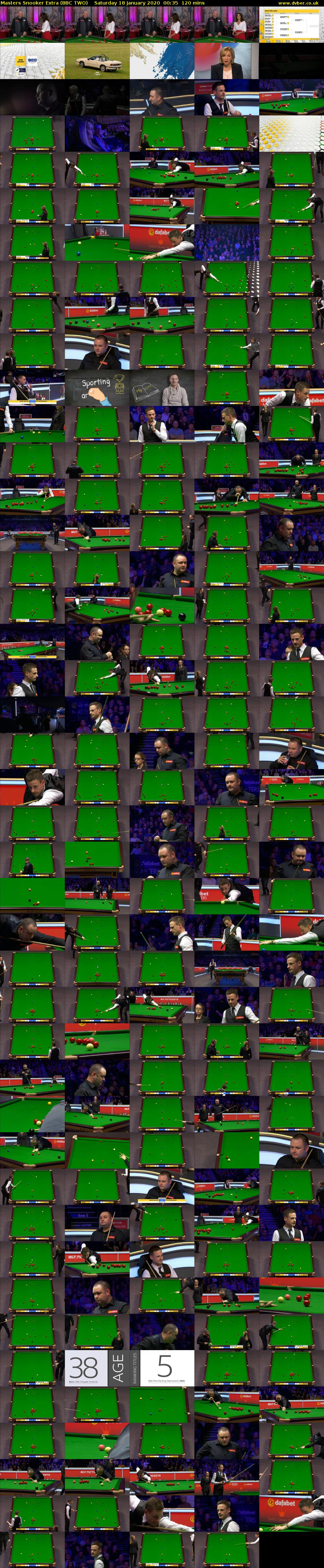Masters Snooker Extra (BBC TWO) Saturday 18 January 2020 00:35 - 02:35
