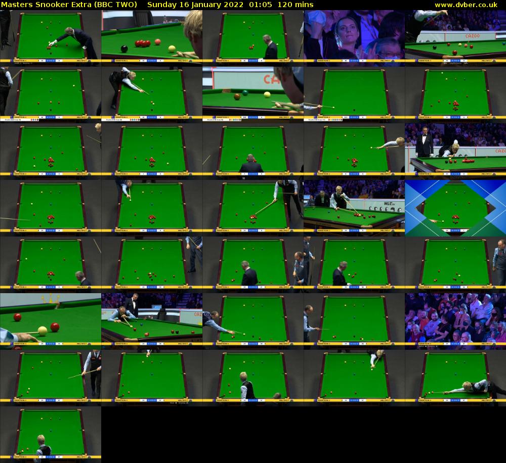 Masters Snooker Extra (BBC TWO) Sunday 16 January 2022 01:05 - 03:05