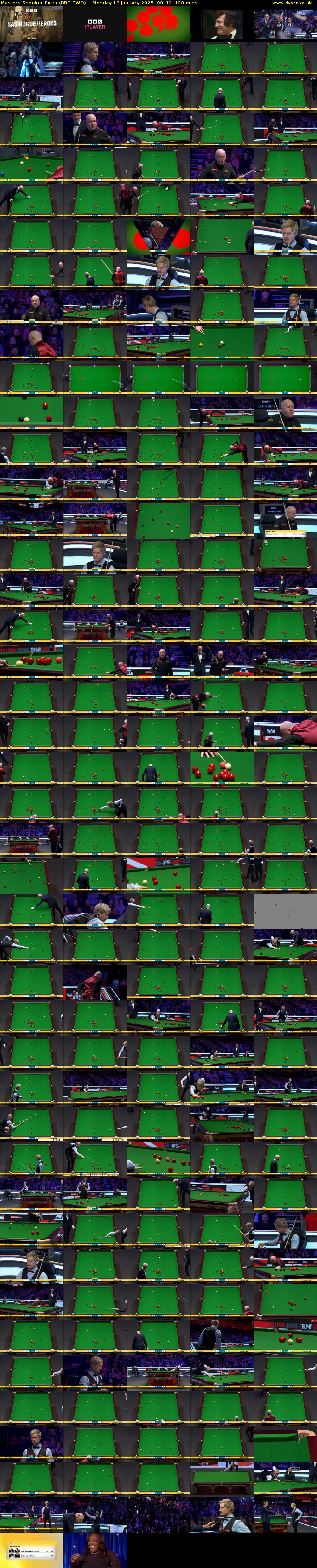 Masters Snooker Extra (BBC TWO) Monday 13 January 2025 00:40 - 02:40
