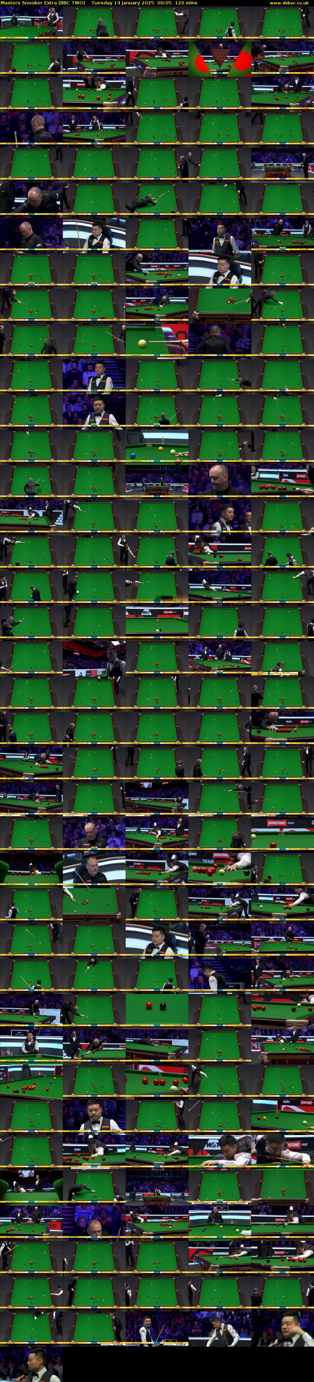 Masters Snooker Extra (BBC TWO) Tuesday 14 January 2025 00:05 - 02:05
