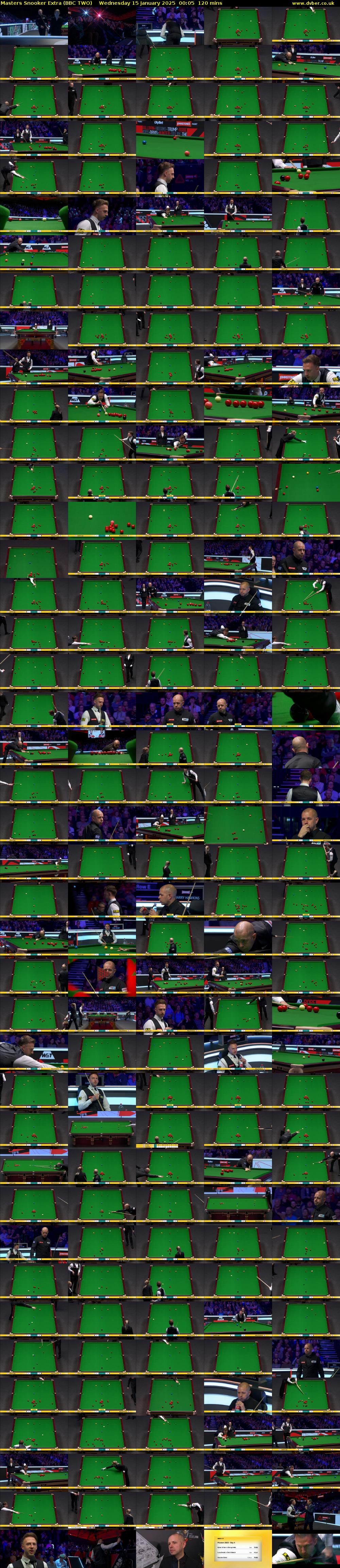Masters Snooker Extra (BBC TWO) Wednesday 15 January 2025 00:05 - 02:05