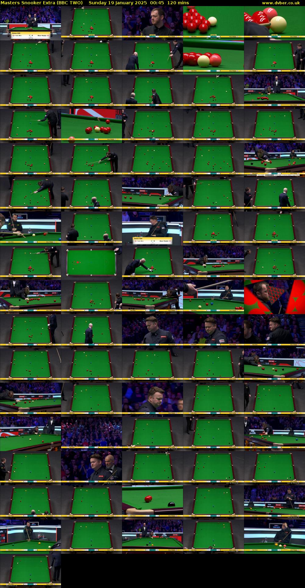 Masters Snooker Extra (BBC TWO) Sunday 19 January 2025 00:45 - 02:45