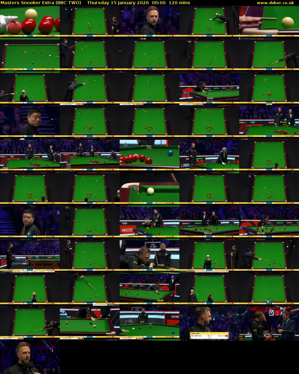 Masters Snooker Extra (BBC TWO) Thursday 15 January 2026 00:00 - 02:00