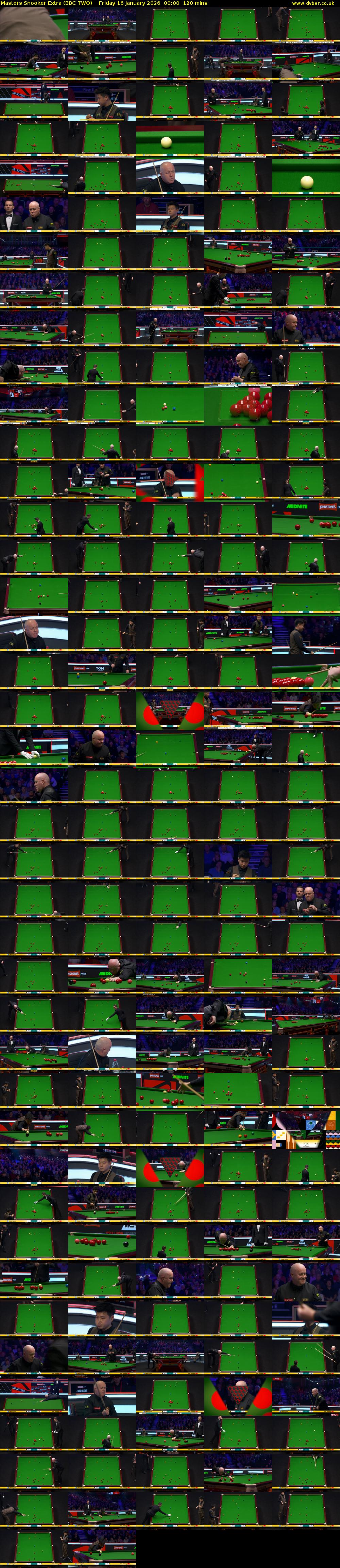Masters Snooker Extra (BBC TWO) Friday 16 January 2026 00:00 - 02:00