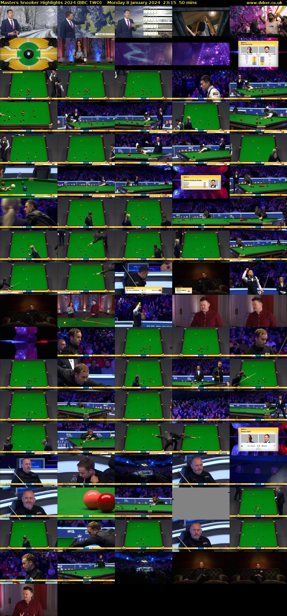 Masters Snooker Highlights 2024 (BBC TWO) Monday 8 January 2024 23:15 - 00:05