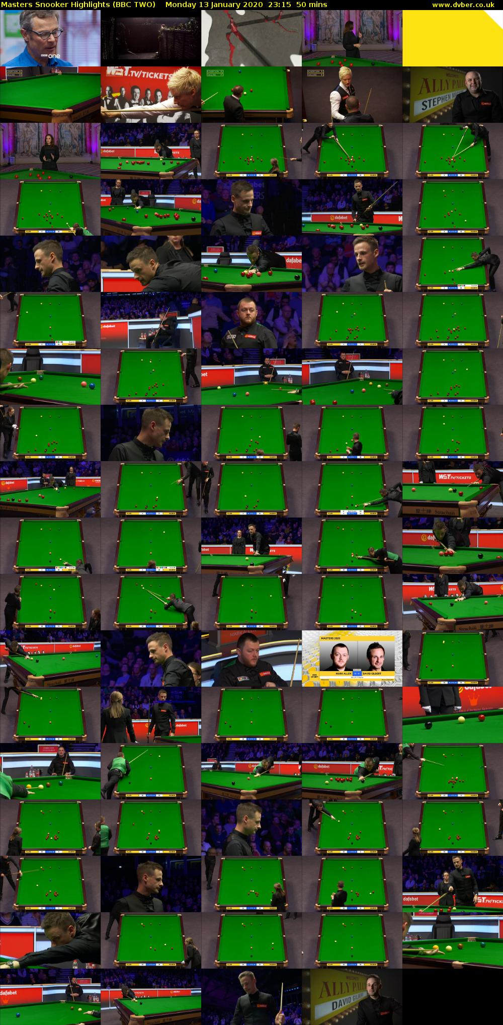 Masters Snooker Highlights (BBC TWO) Monday 13 January 2020 23:15 - 00:05
