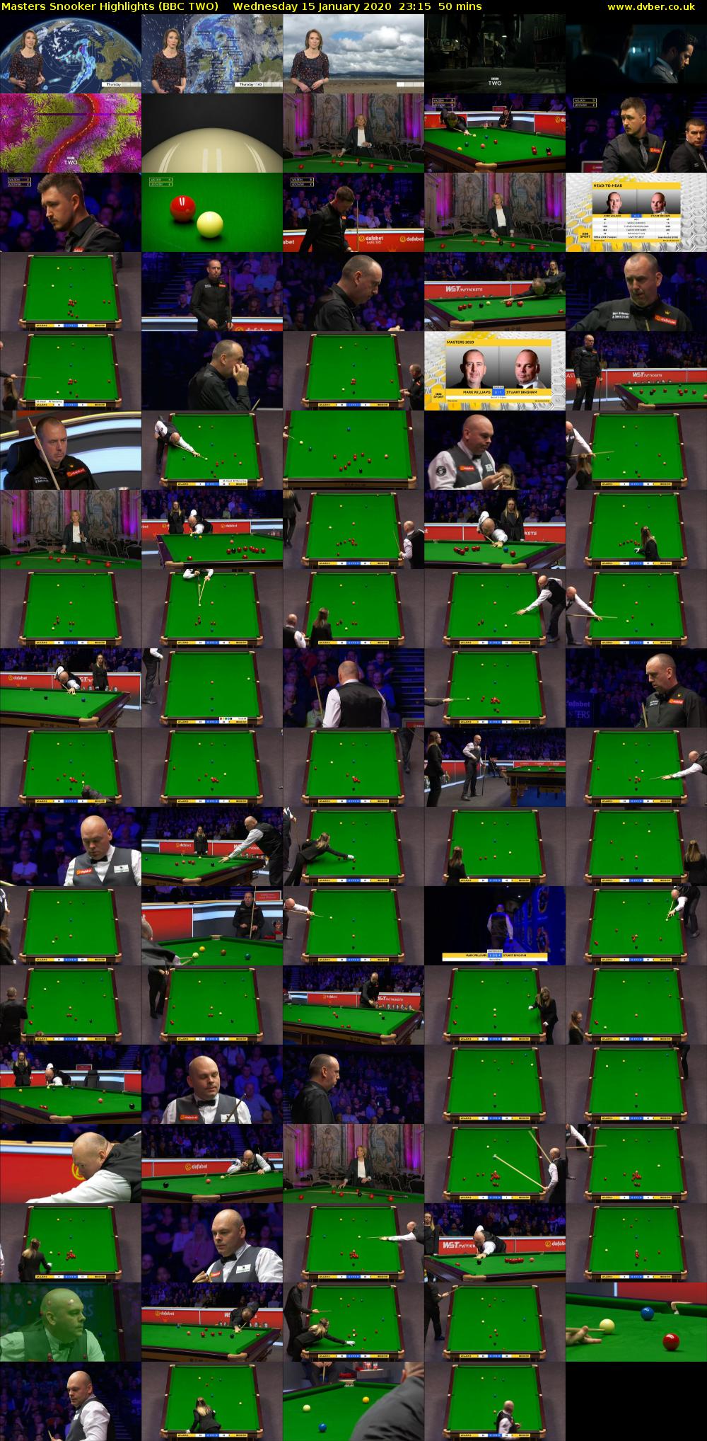 Masters Snooker Highlights (BBC TWO) Wednesday 15 January 2020 23:15 - 00:05