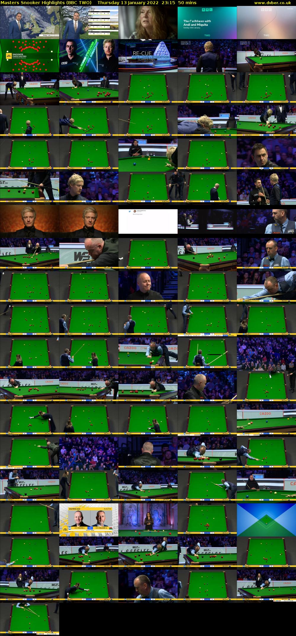 Masters Snooker Highlights (BBC TWO) Thursday 13 January 2022 23:15 - 00:05