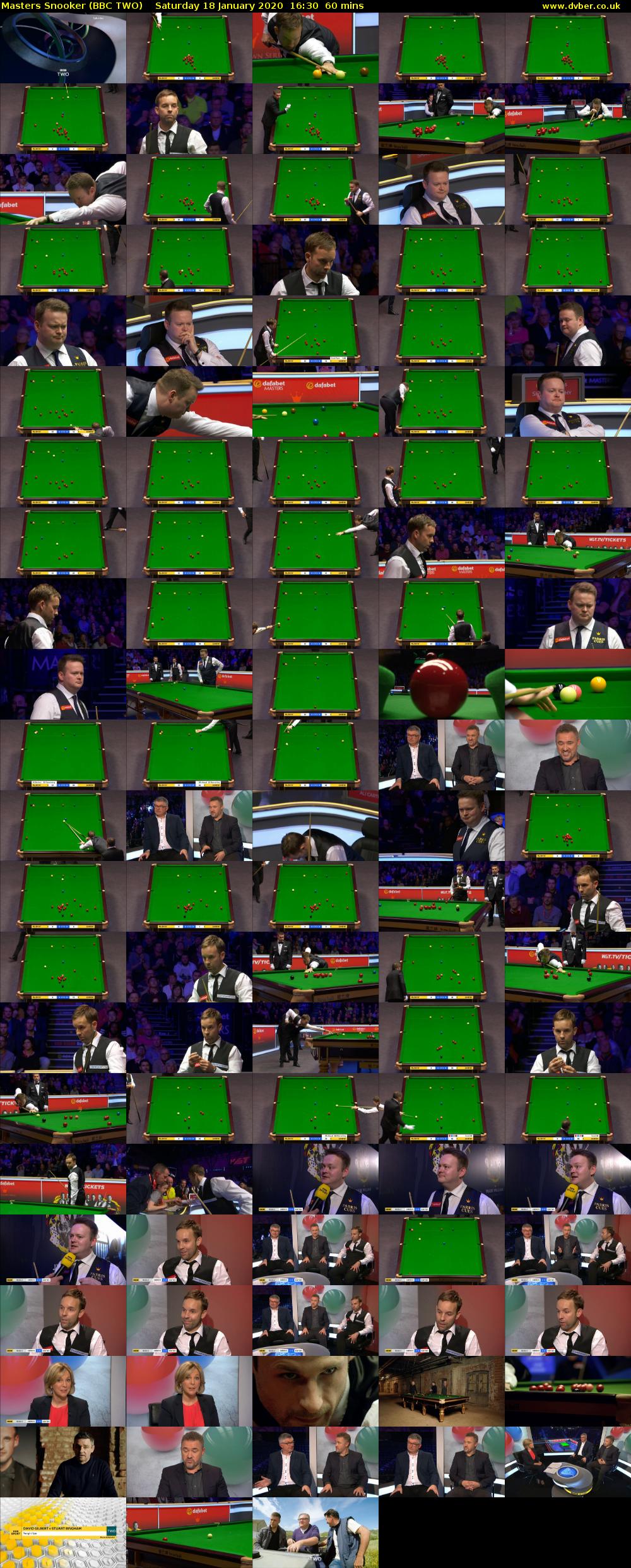 Masters Snooker (BBC TWO) Saturday 18 January 2020 16:30 - 17:30
