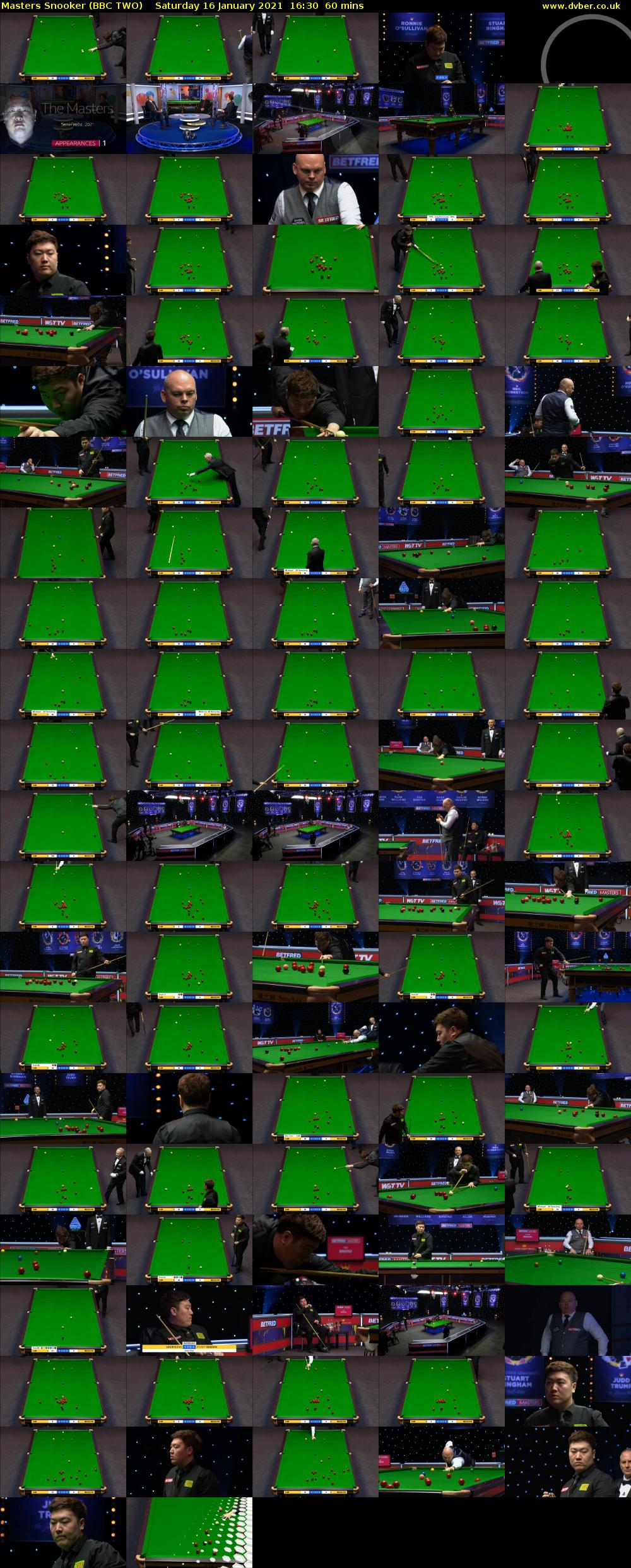 Masters Snooker (BBC TWO) Saturday 16 January 2021 16:30 - 17:30