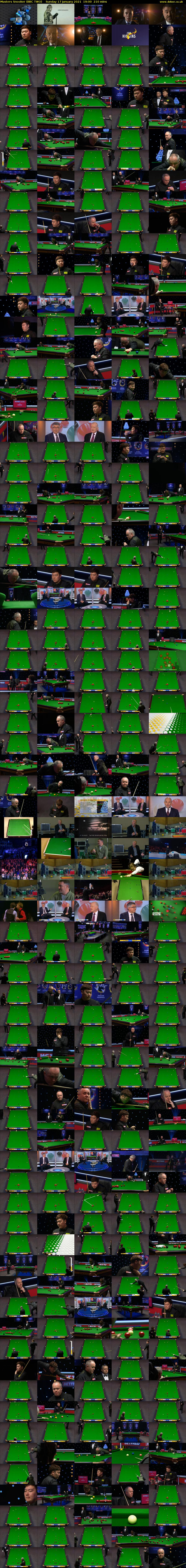 Masters Snooker (BBC TWO) Sunday 17 January 2021 19:00 - 22:30