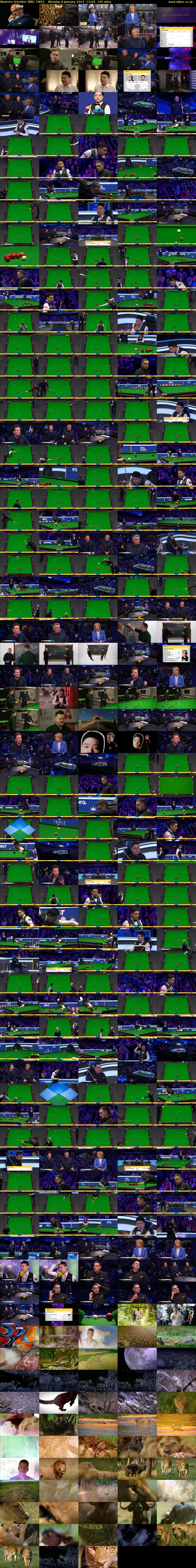 Masters Snooker (BBC TWO) Monday 8 January 2024 13:00 - 16:15