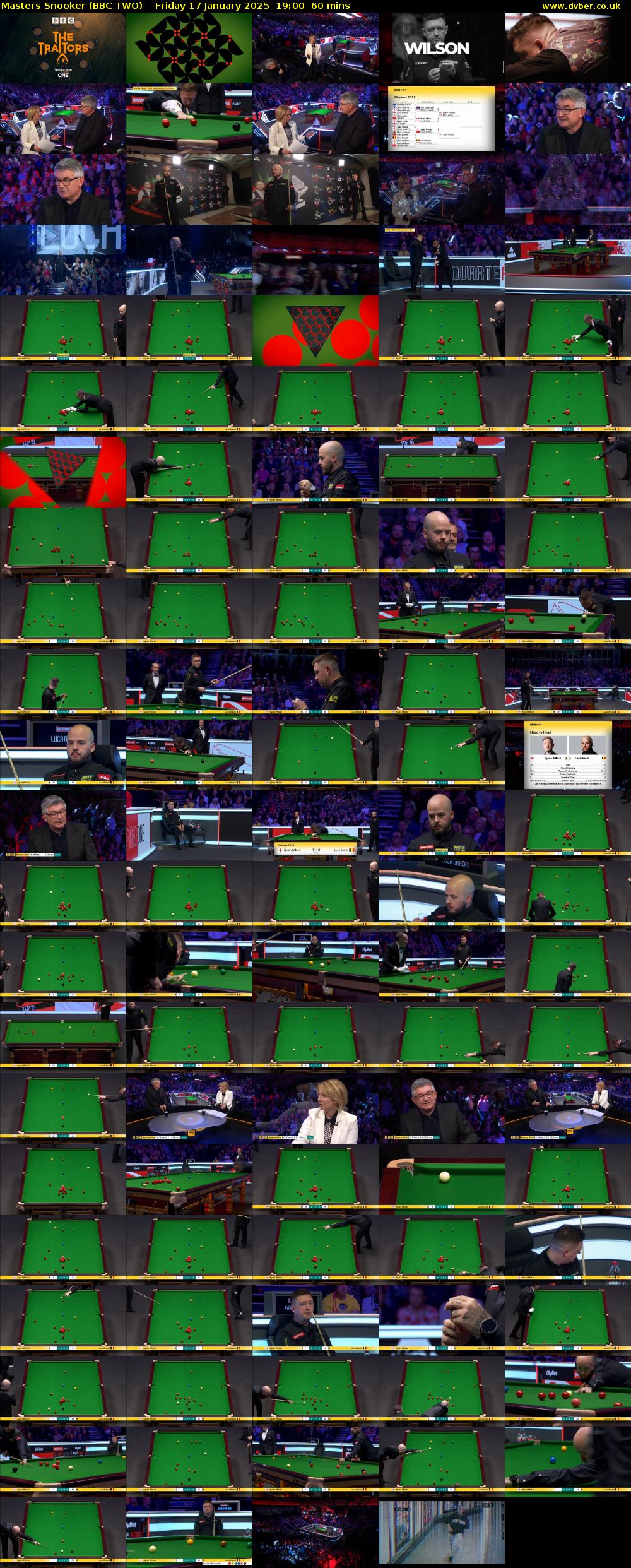 Masters Snooker (BBC TWO) Friday 17 January 2025 19:00 - 20:00