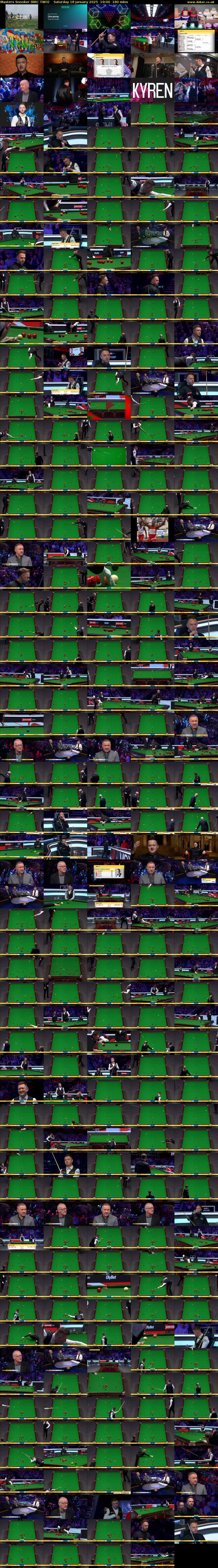 Masters Snooker (BBC TWO) Saturday 18 January 2025 19:00 - 22:00