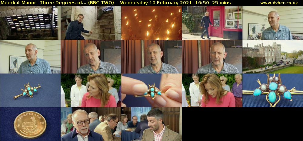 Meerkat Manor: Three Degrees of... (BBC TWO) Wednesday 10 February 2021 16:50 - 17:15