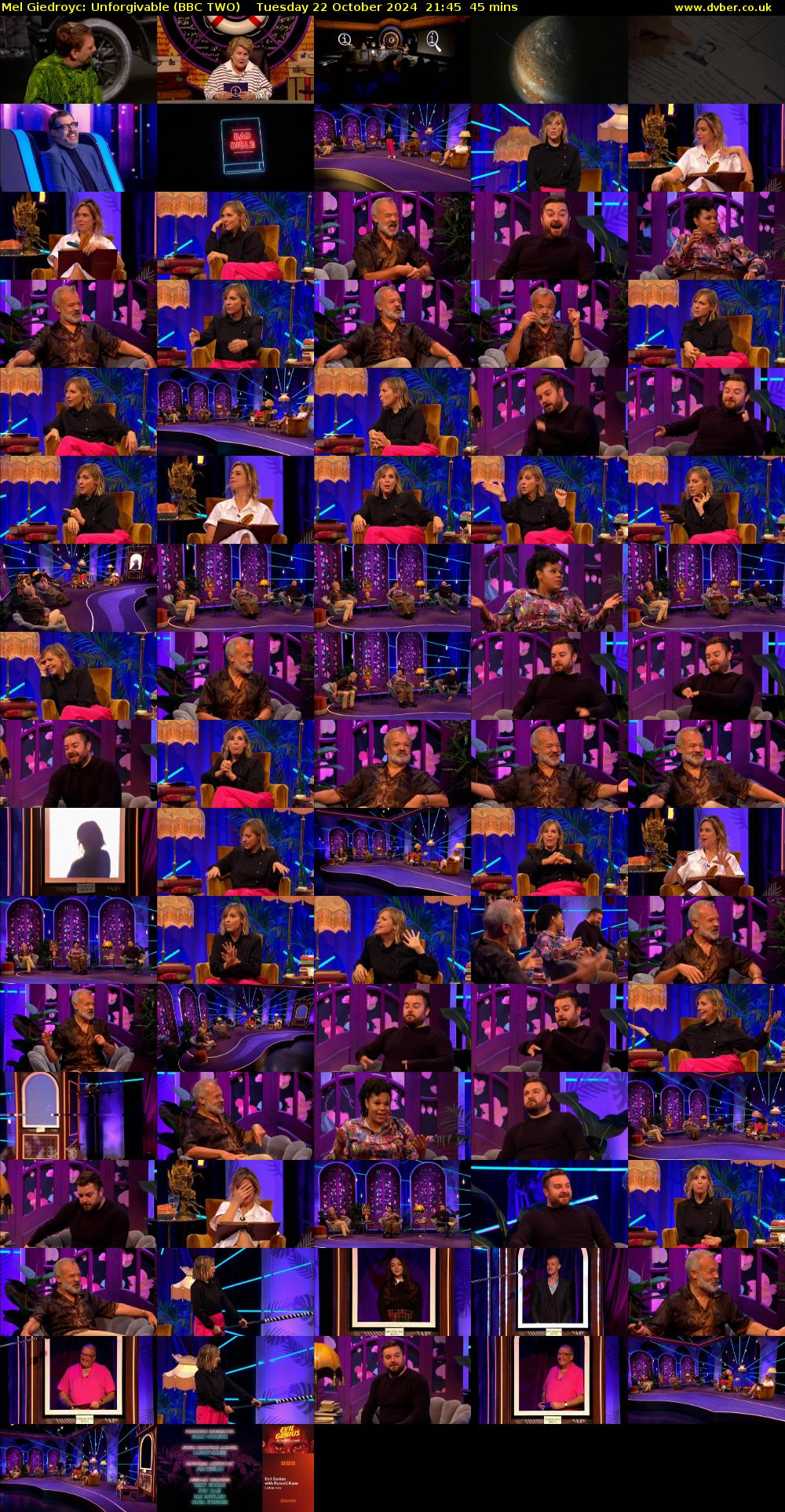 Mel Giedroyc: Unforgivable (BBC TWO) Tuesday 22 October 2024 21:45 - 22:30