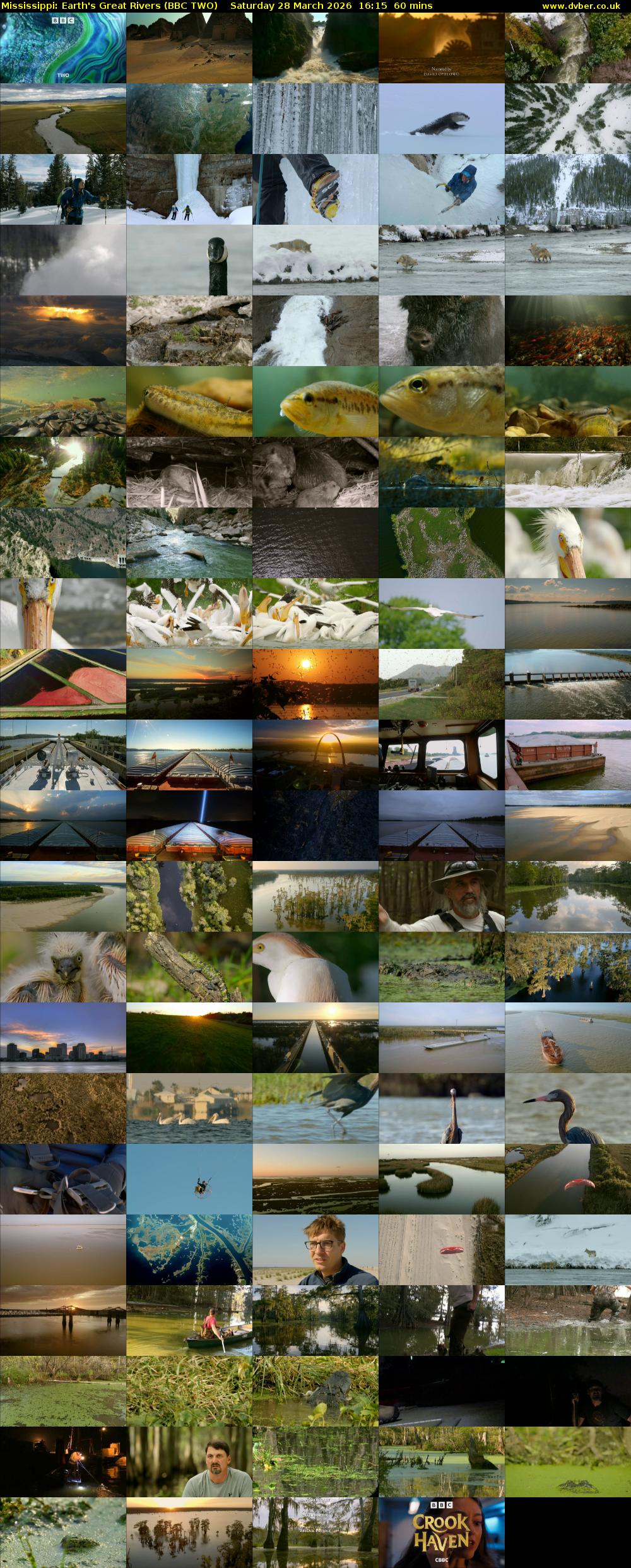 Mississippi: Earth's Great Rivers (BBC TWO) Saturday 28 March 2026 16:15 - 17:15