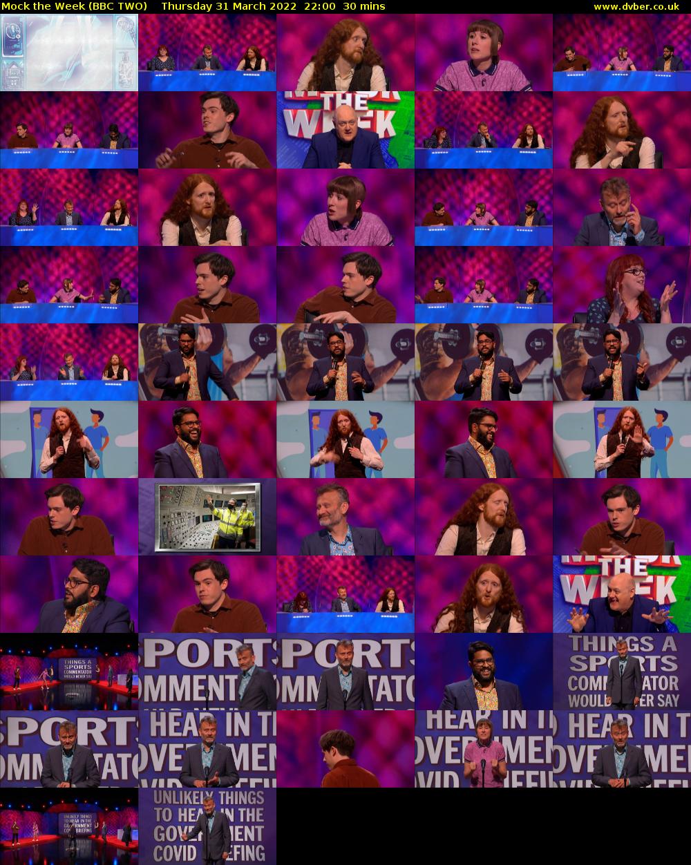 Mock the Week (BBC TWO) Thursday 31 March 2022 22:00 - 22:30