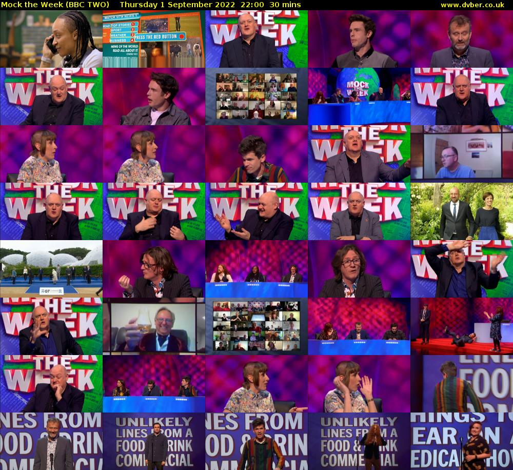 Mock the Week (BBC TWO) Thursday 1 September 2022 22:00 - 22:30