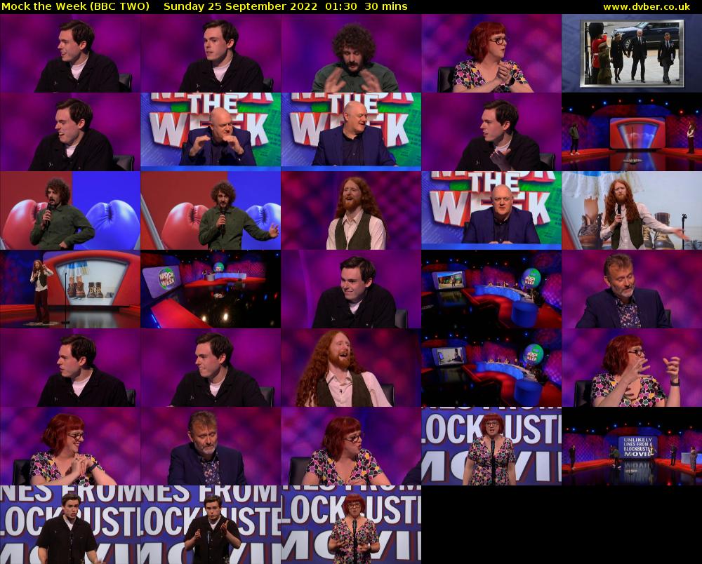 Mock the Week (BBC TWO) Sunday 25 September 2022 01:30 - 02:00