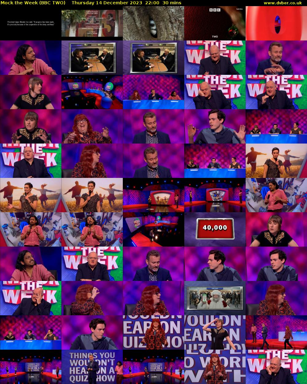 Mock the Week (BBC TWO) Thursday 14 December 2023 22:00 - 22:30