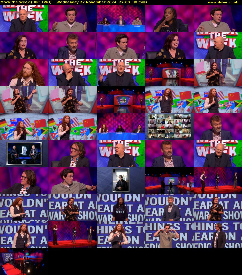 Mock the Week (BBC TWO) Wednesday 27 November 2024 22:00 - 22:30