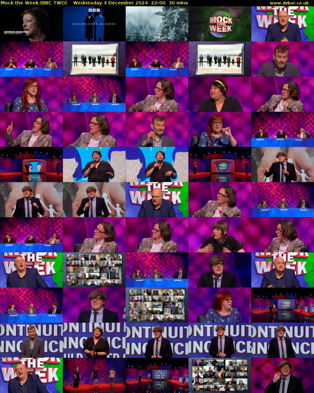 Mock the Week (BBC TWO) Wednesday 4 December 2024 22:00 - 22:30