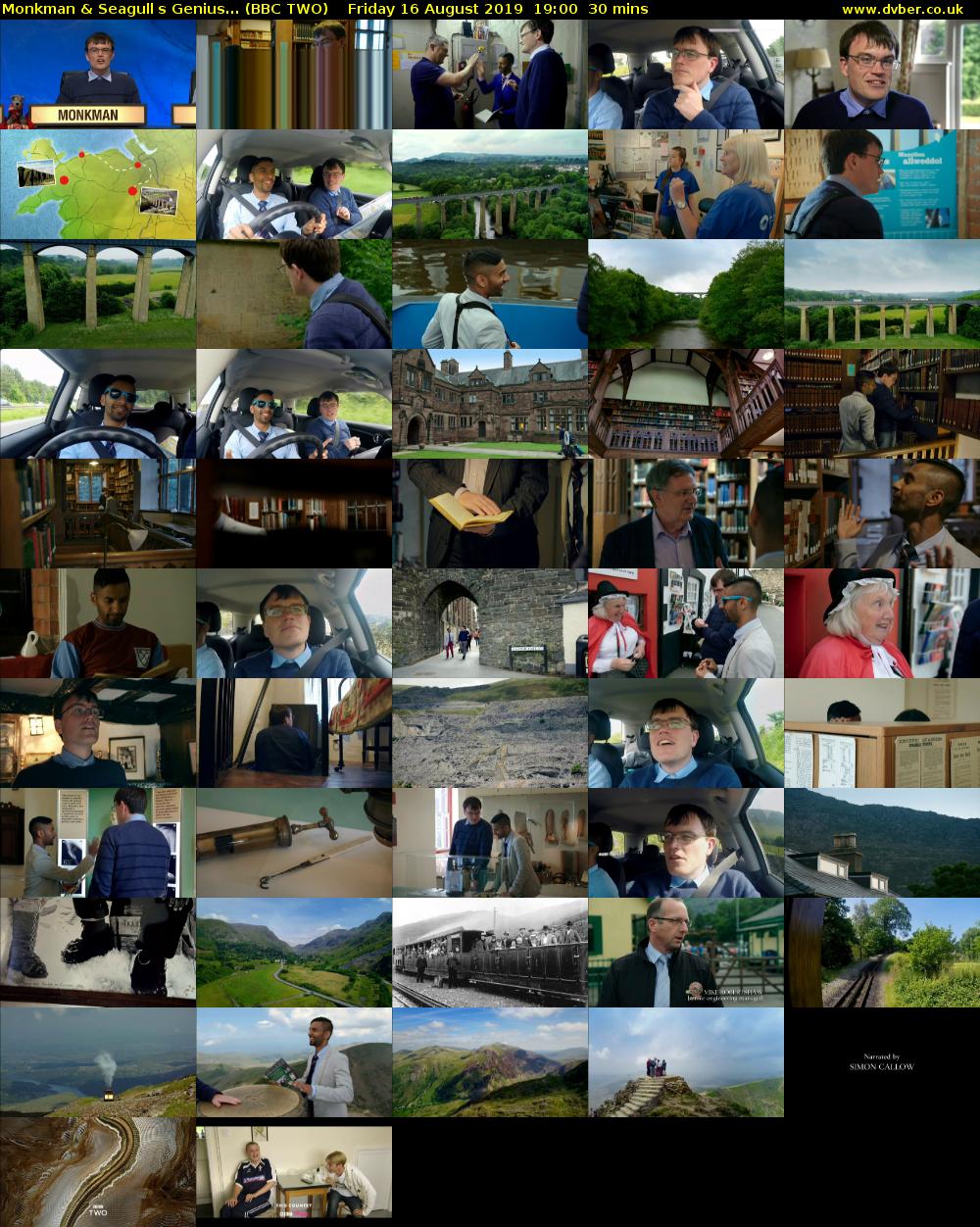 Monkman & Seagulls Genius... (BBC TWO) Friday 16 August 2019 19:00 - 19:30