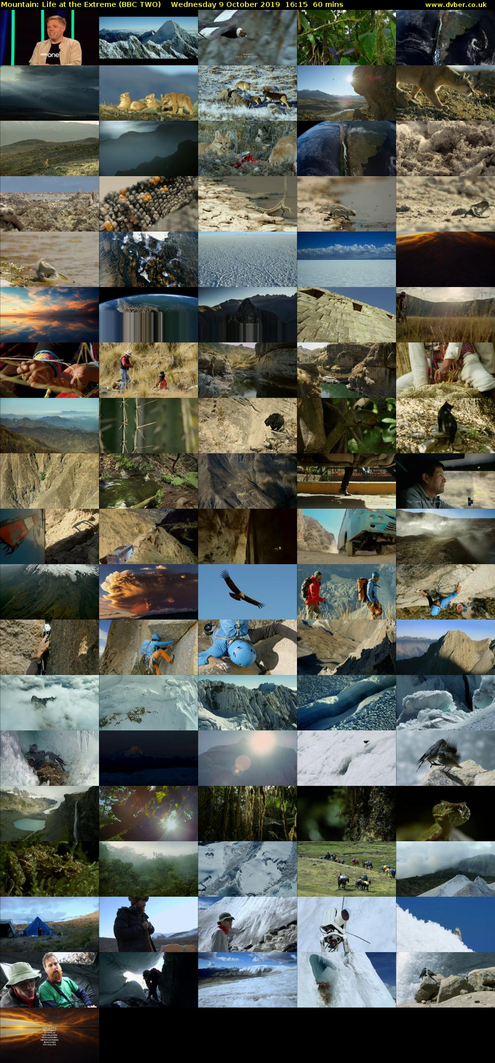 Mountain: Life at the Extreme (BBC TWO) Wednesday 9 October 2019 16:15 - 17:15