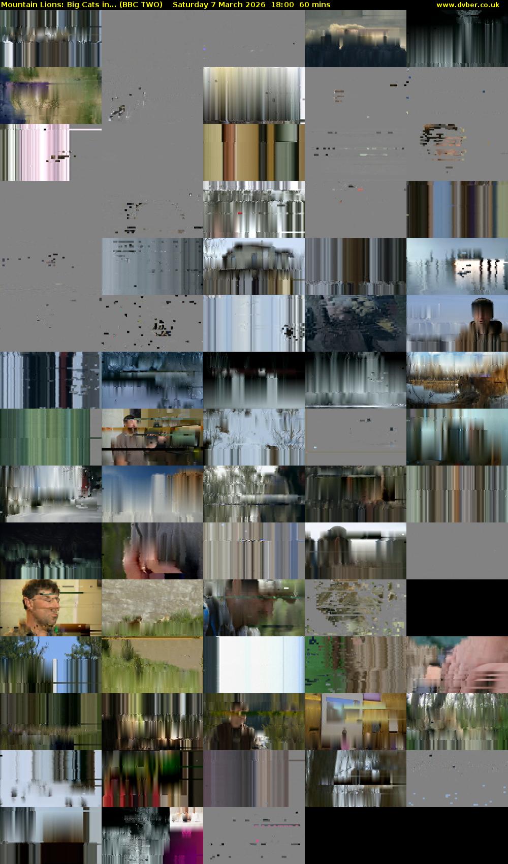 Mountain Lions: Big Cats in... (BBC TWO) Saturday 7 March 2026 18:00 - 19:00