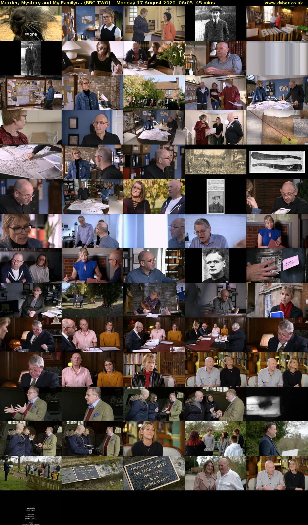 Murder, Mystery and My Family:... (BBC TWO) Monday 17 August 2020 06:05 - 06:50