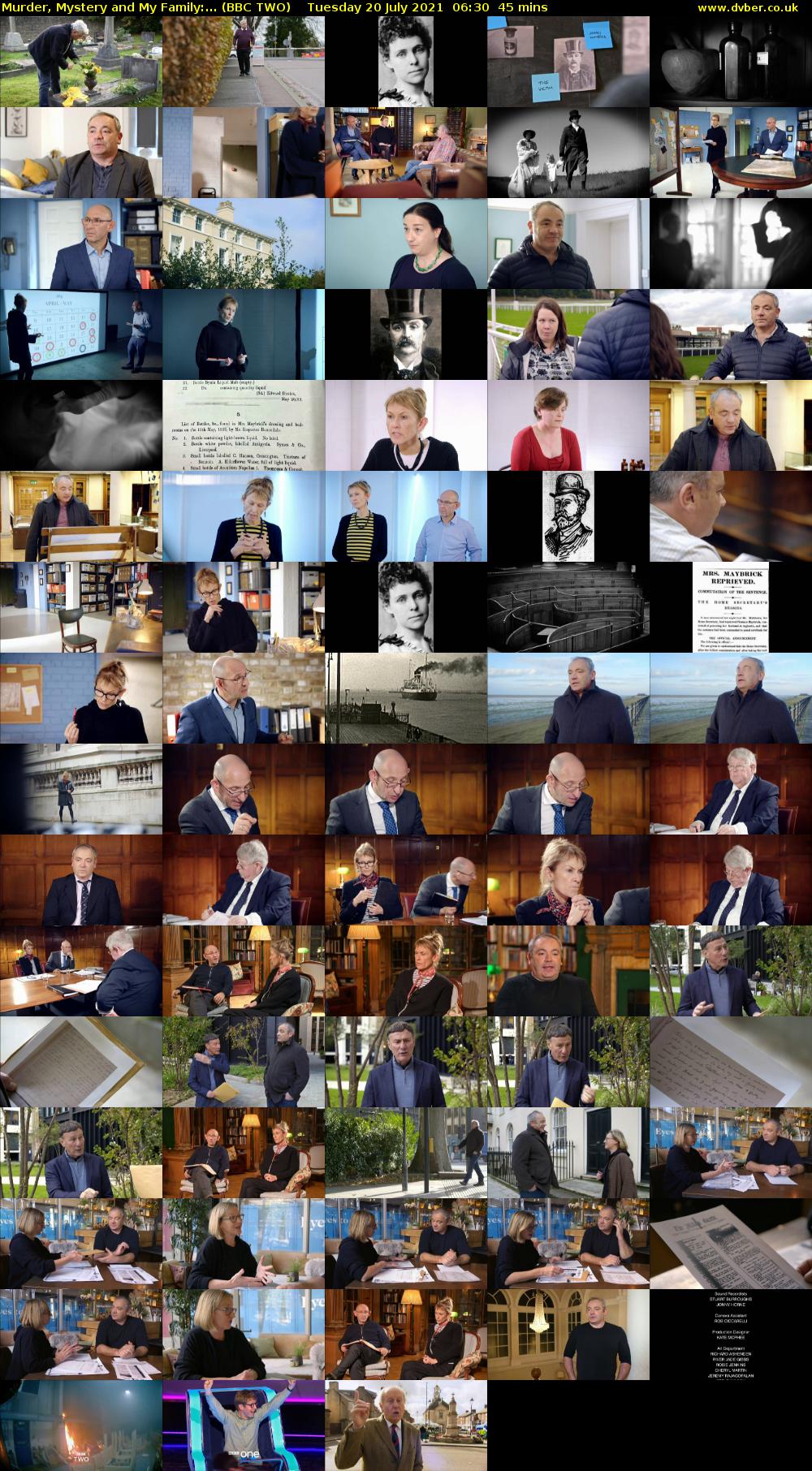 Murder, Mystery and My Family:... (BBC TWO) Tuesday 20 July 2021 06:30 - 07:15