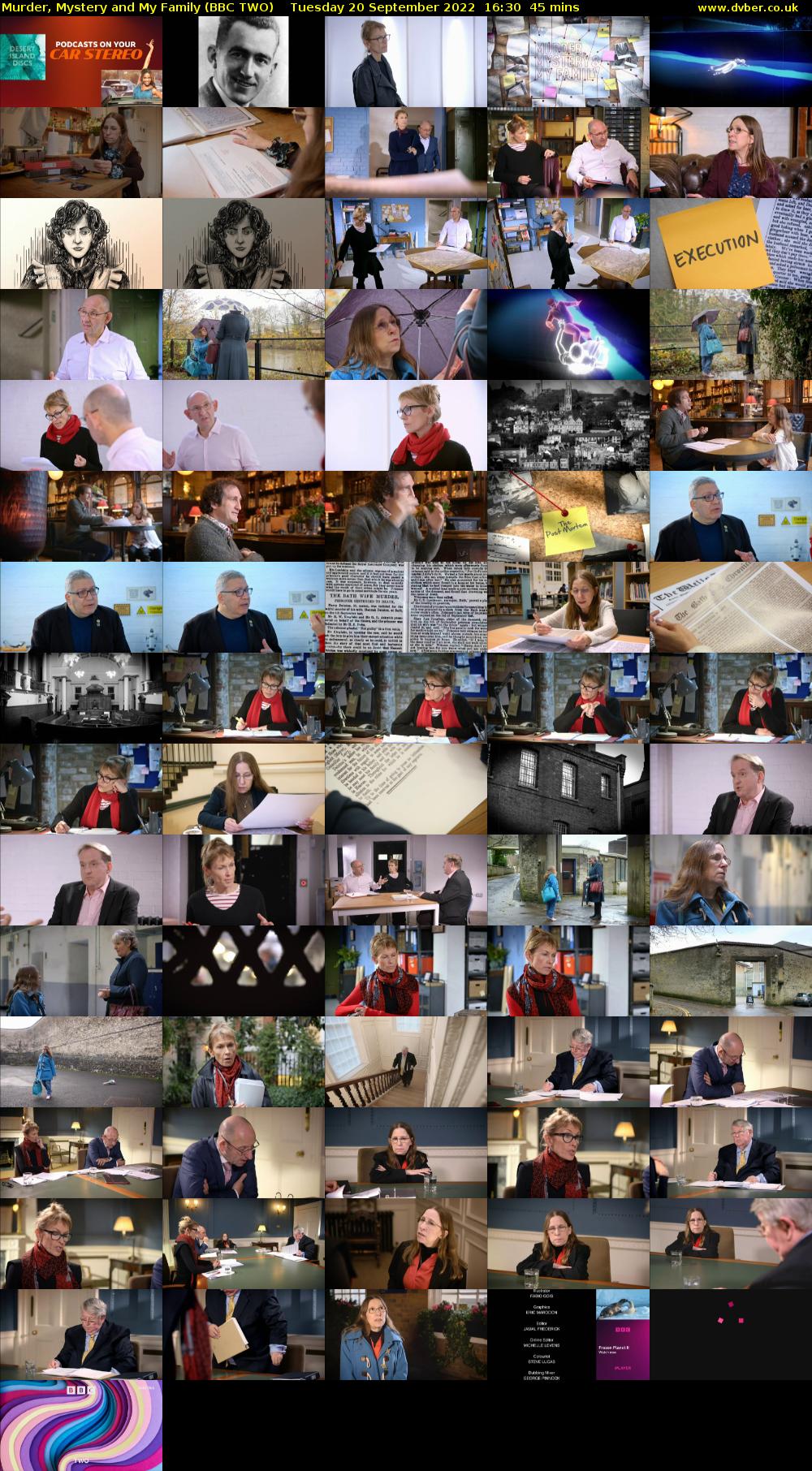 Murder, Mystery and My Family (BBC TWO) Tuesday 20 September 2022 16:30 - 17:15