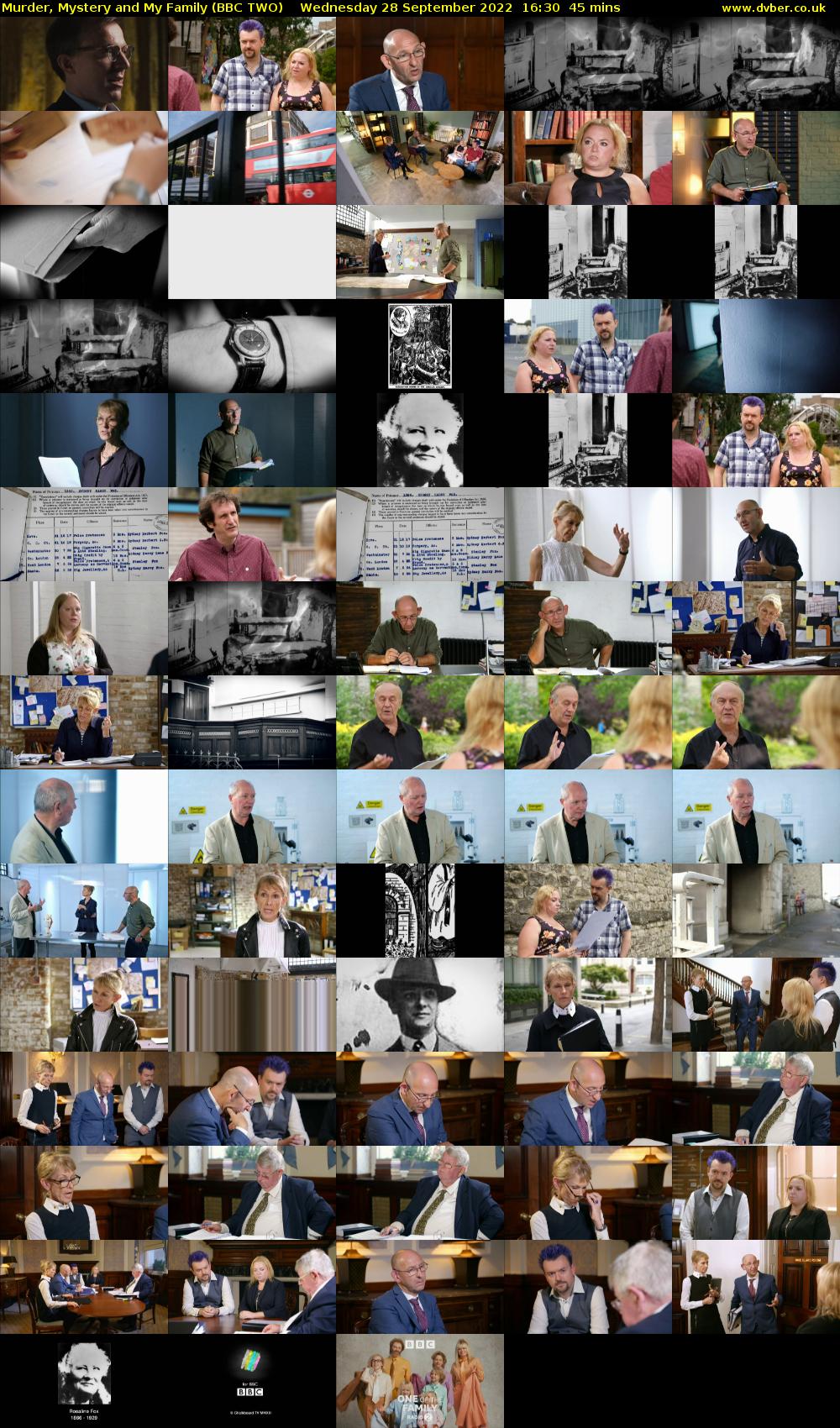 Murder, Mystery and My Family (BBC TWO) Wednesday 28 September 2022 16:30 - 17:15