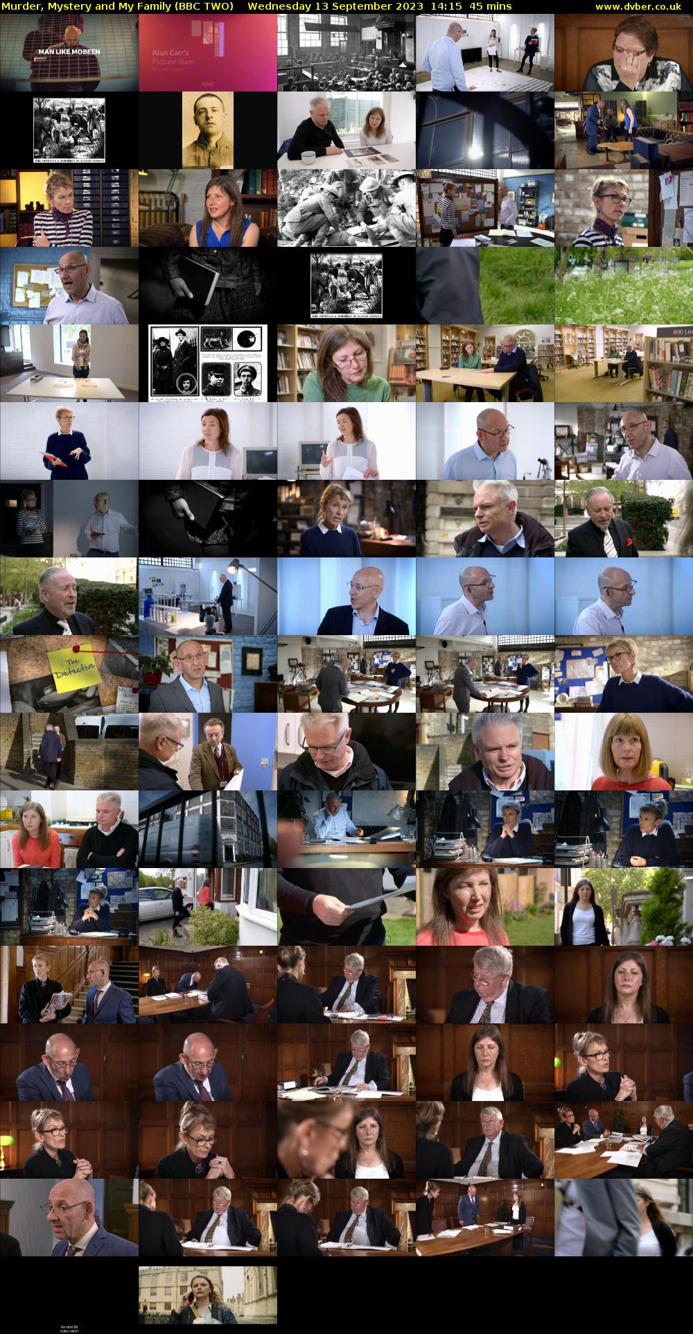 Murder, Mystery and My Family (BBC TWO) Wednesday 13 September 2023 14:15 - 15:00