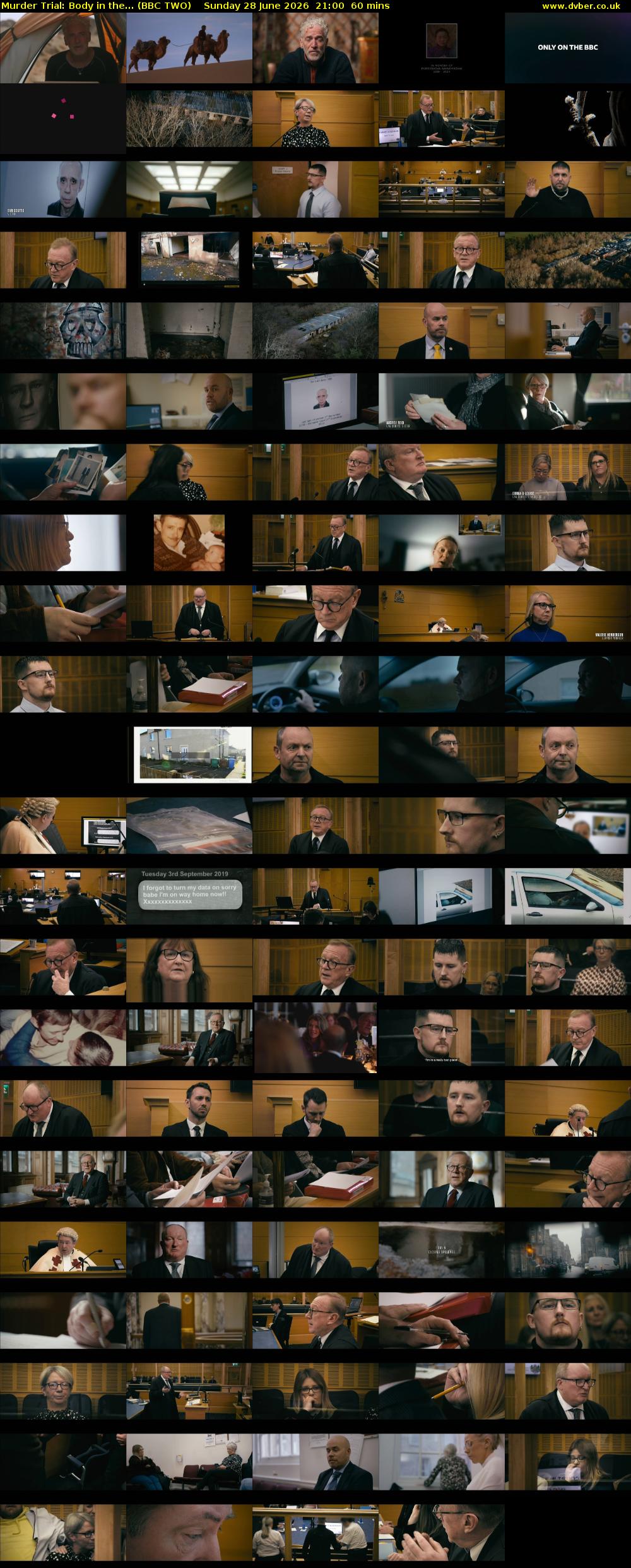 Murder Trial: Body in the... (BBC TWO) Sunday 28 June 2026 21:00 - 22:00