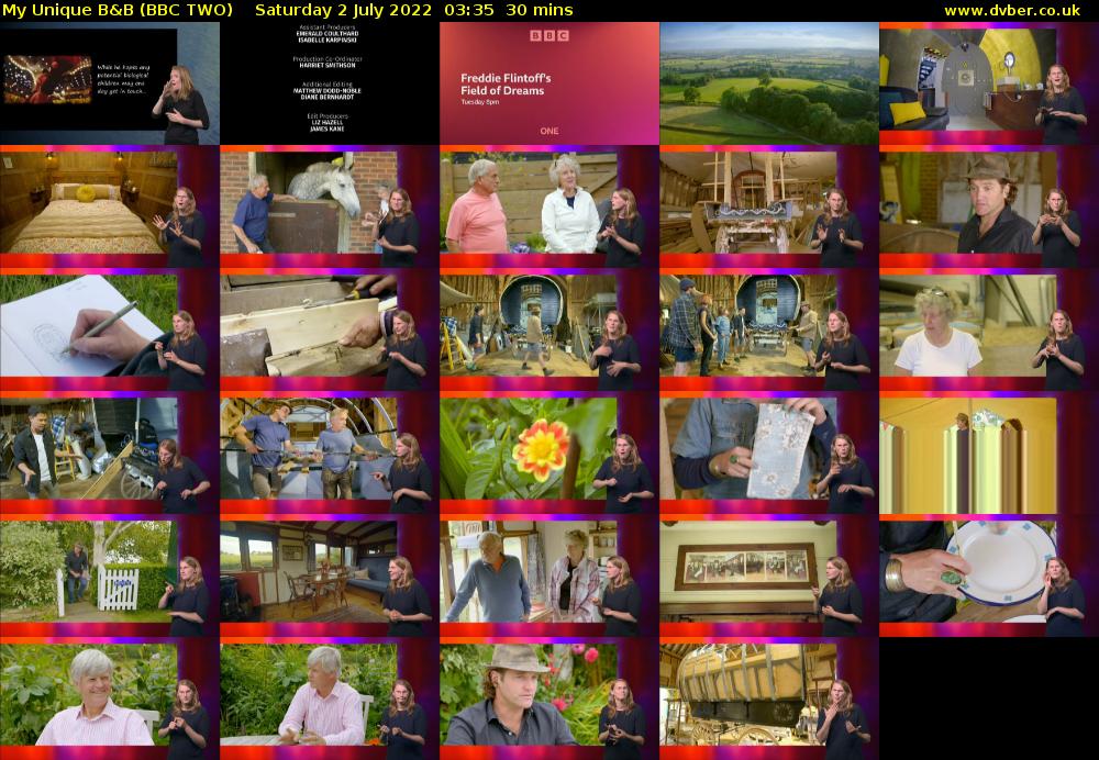 My Unique B&B (BBC TWO) Saturday 2 July 2022 03:35 - 04:05