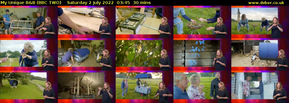 My Unique B&B (BBC TWO) Saturday 2 July 2022 03:45 - 04:15