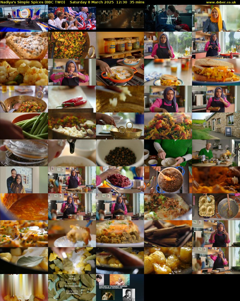 Nadiya's Simple Spices (BBC TWO) Saturday 8 March 2025 12:30 - 13:05